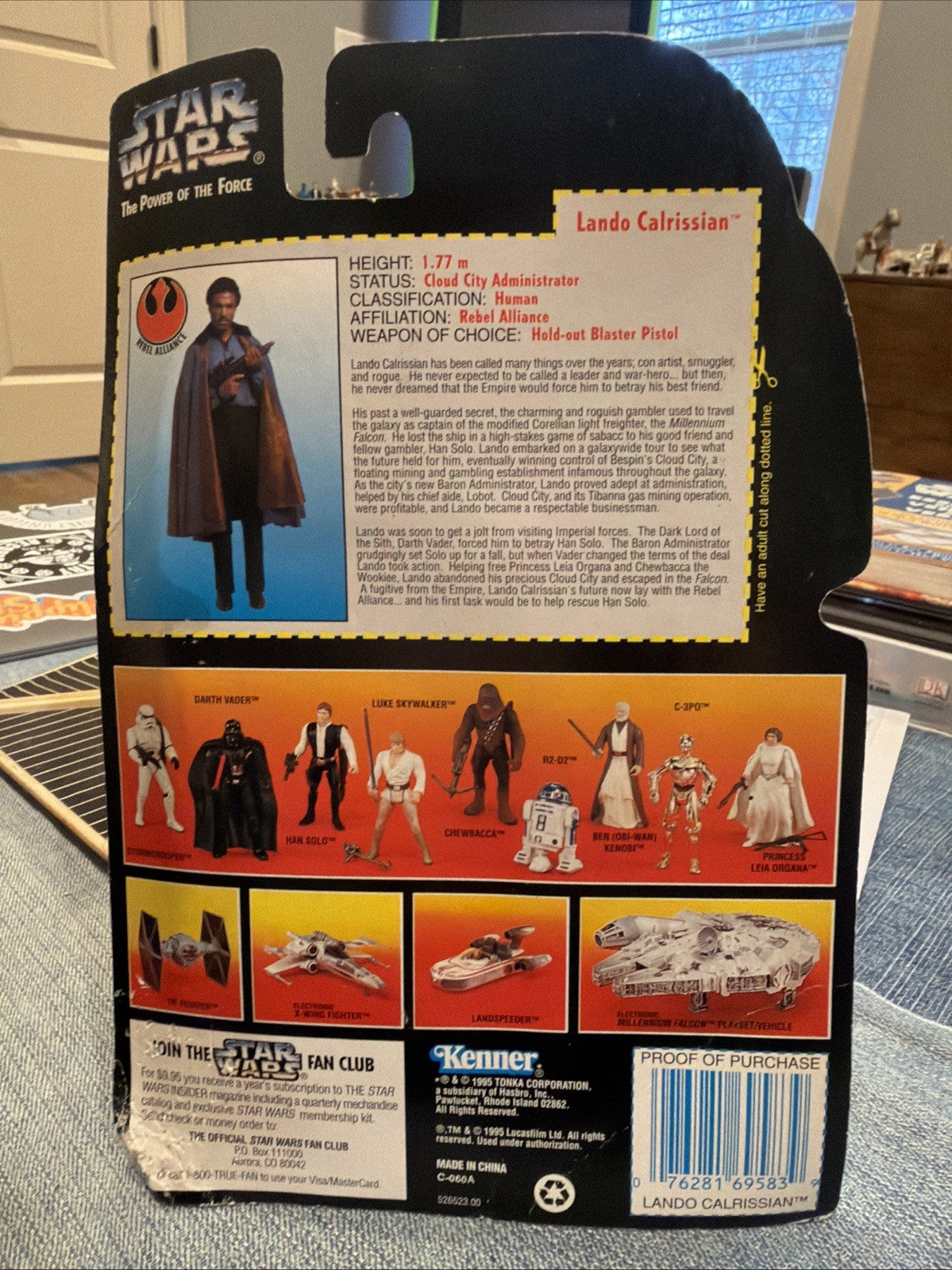 Star Wars The Power of the Force Lando Calrissian w/ Heavy Rifle Blaster Pistol