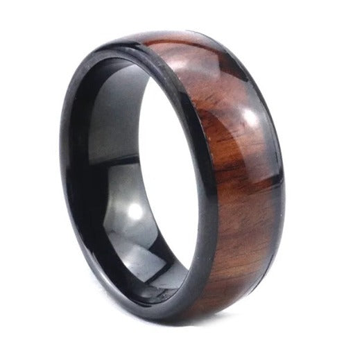 The Islander - Titanium and Koa Wood Ring