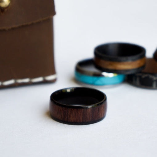 The Islander - Titanium and Koa Wood Ring
